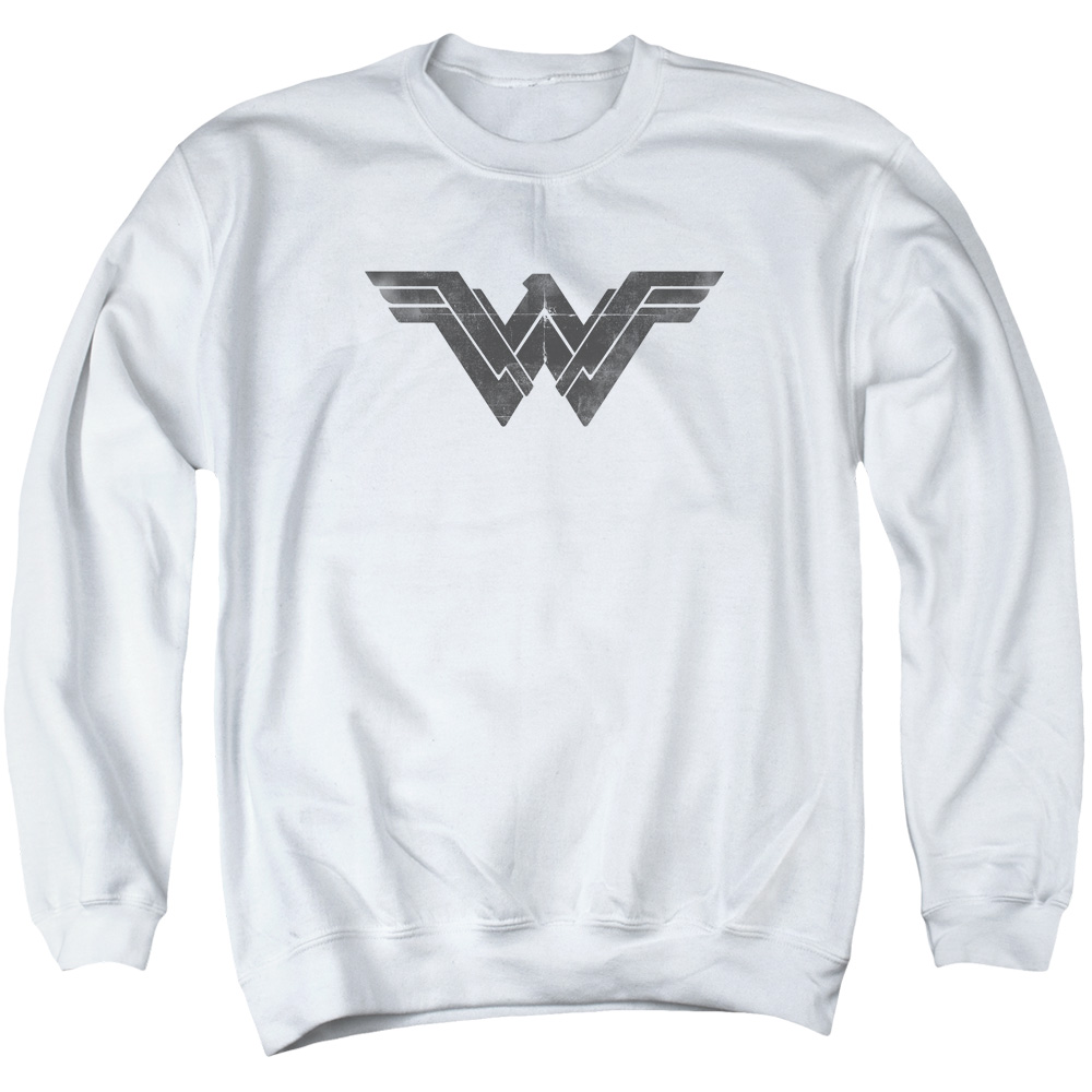 BVS183-AS-5 Batman vs Superman Folded & Distressed Adult Crewneck Sweatshirt, White - 2X