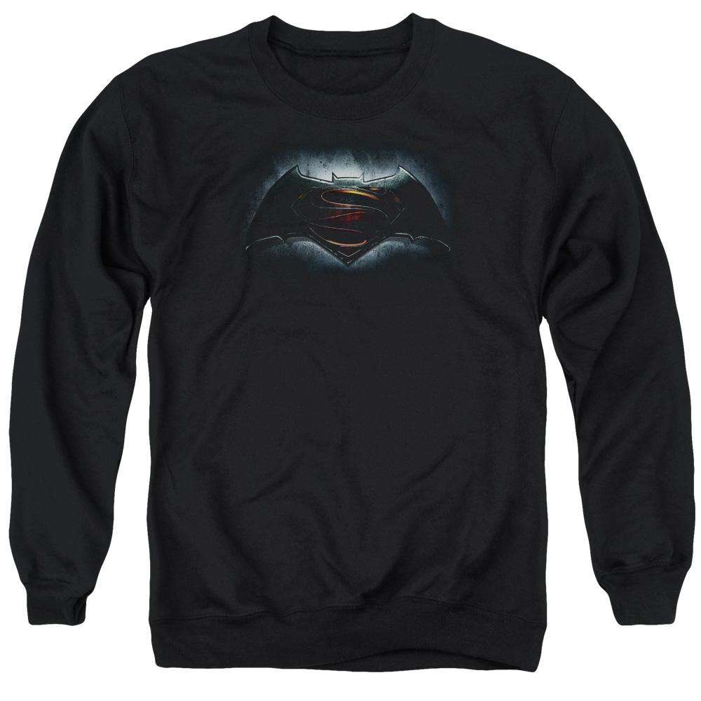 BVS106-AS-2 Batman vs Superman Logo Adult Crewneck Sweatshirt, Black - Medium