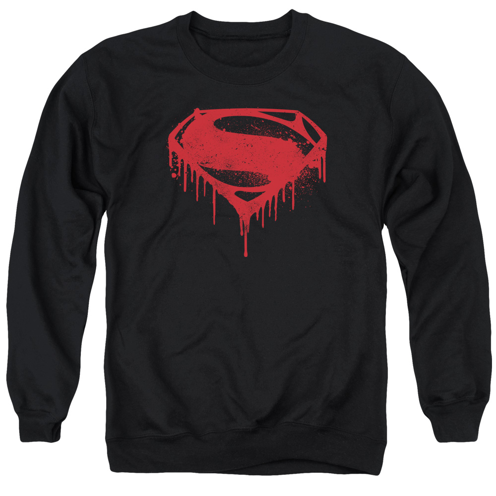 BVS120C-AS-4 Batman vs Superman Splattered Adult Crewneck Sweatshirt, Black - Extra Large