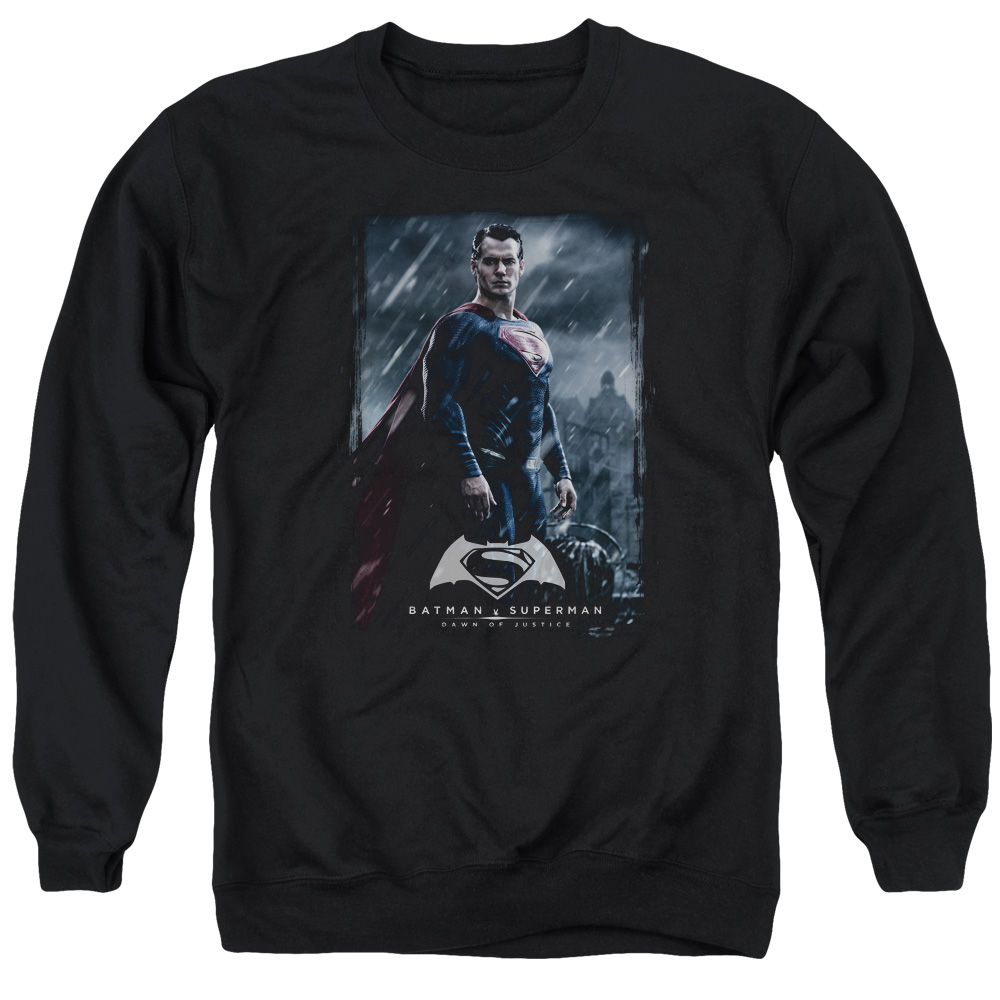 BVS176-AS-4 Batman vs Superman Supe Poster Adult Crewneck Sweatshirt, Black - Extra Large