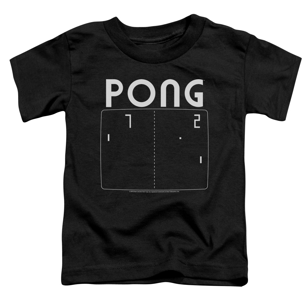ATRI143-TT-2 Atari Pong Screen Toddler Short Sleeve T-Shirt, Black - Medium 3T