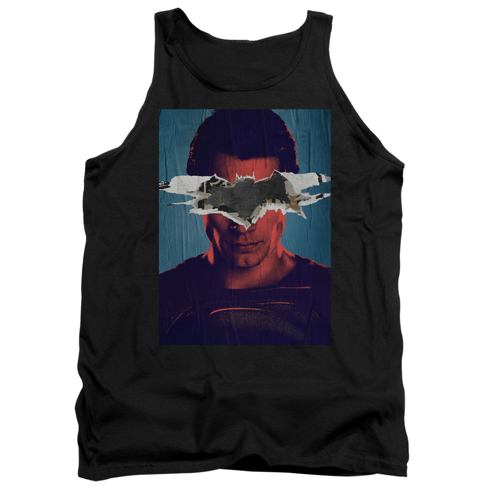 BVS140B-TK-2 Batman vs Superman Superman Poster Adult Tank Top, Black - Medium