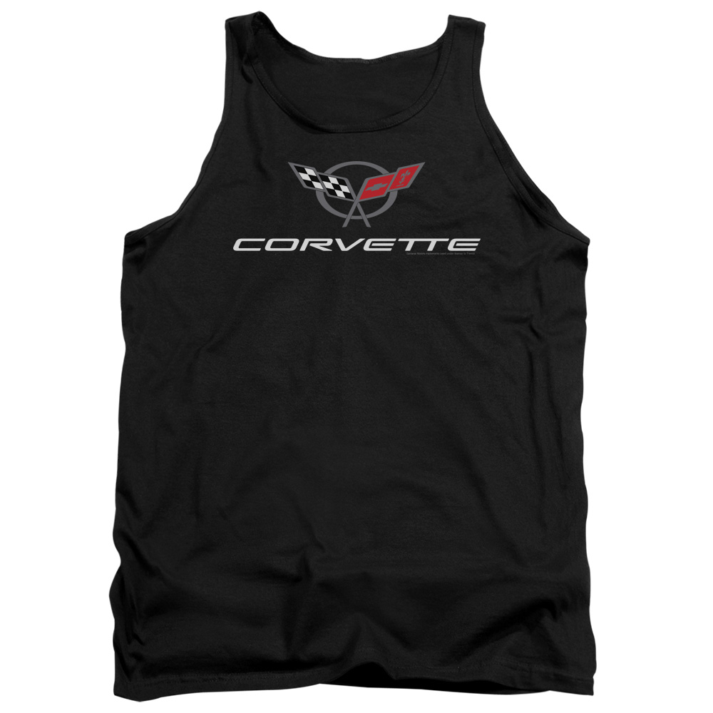 CHV159-TK-2 Chevrolet Corvette Modern Emblem Adult Tank Top, Black - Medium