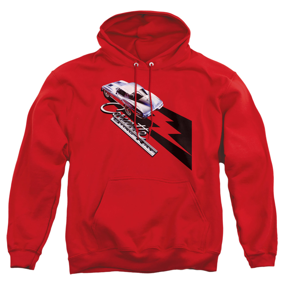 CHV161-AFTH-3 Chevrolet Split Window Sting Ray Adult Pullover Hoodie, Red - Large