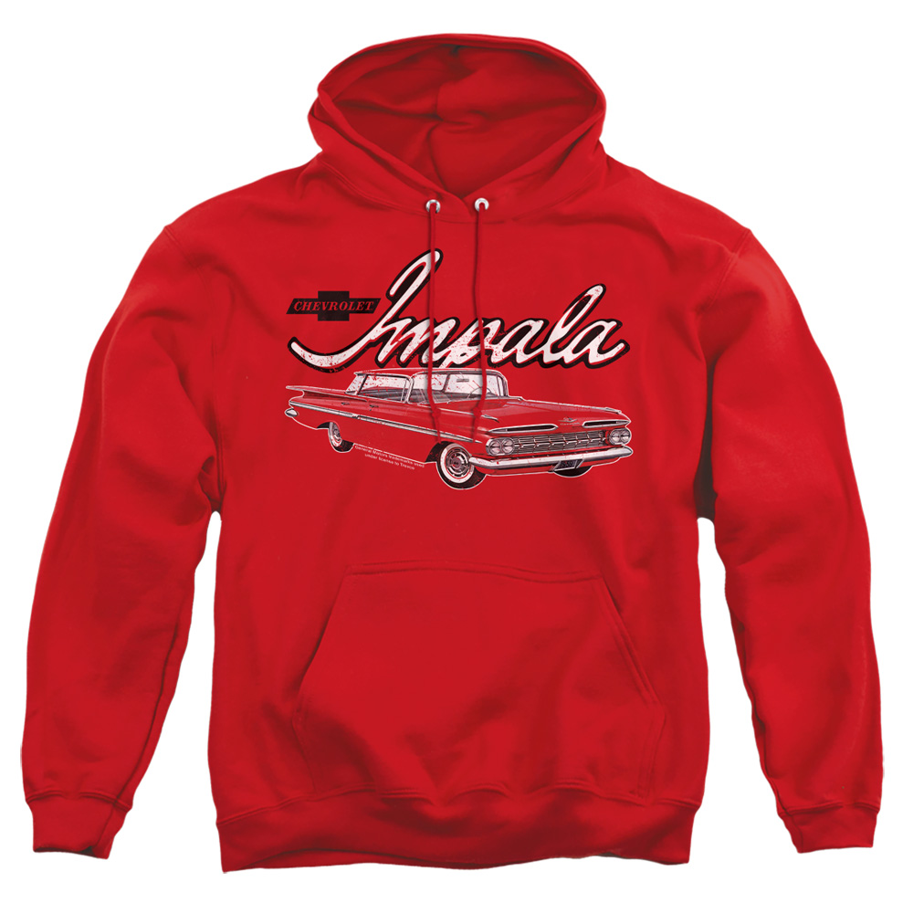 CHV193-AFTH-2 Chevrolet Classic Impala Adult Pullover Hoodie, Red - Medium