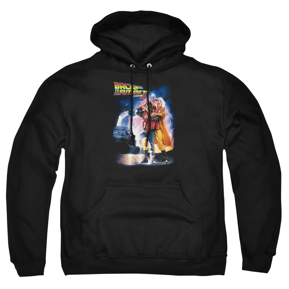 UNI308-AFTH-2 Back to the Future II Poster Adult Pullover Hoodie, Black - Medium