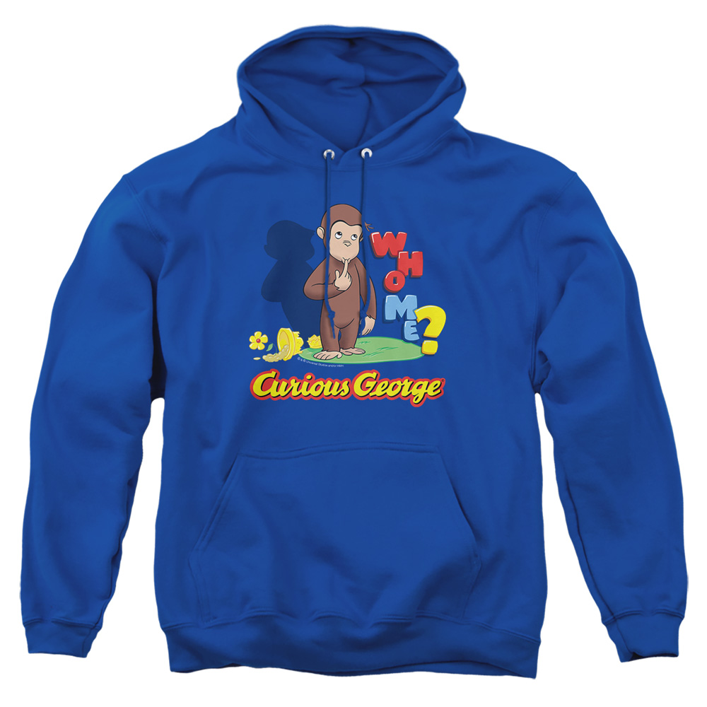 UNI659-AFTH-2 Curious George Who Me Adult Pullover Hoodie, Royal - Medium