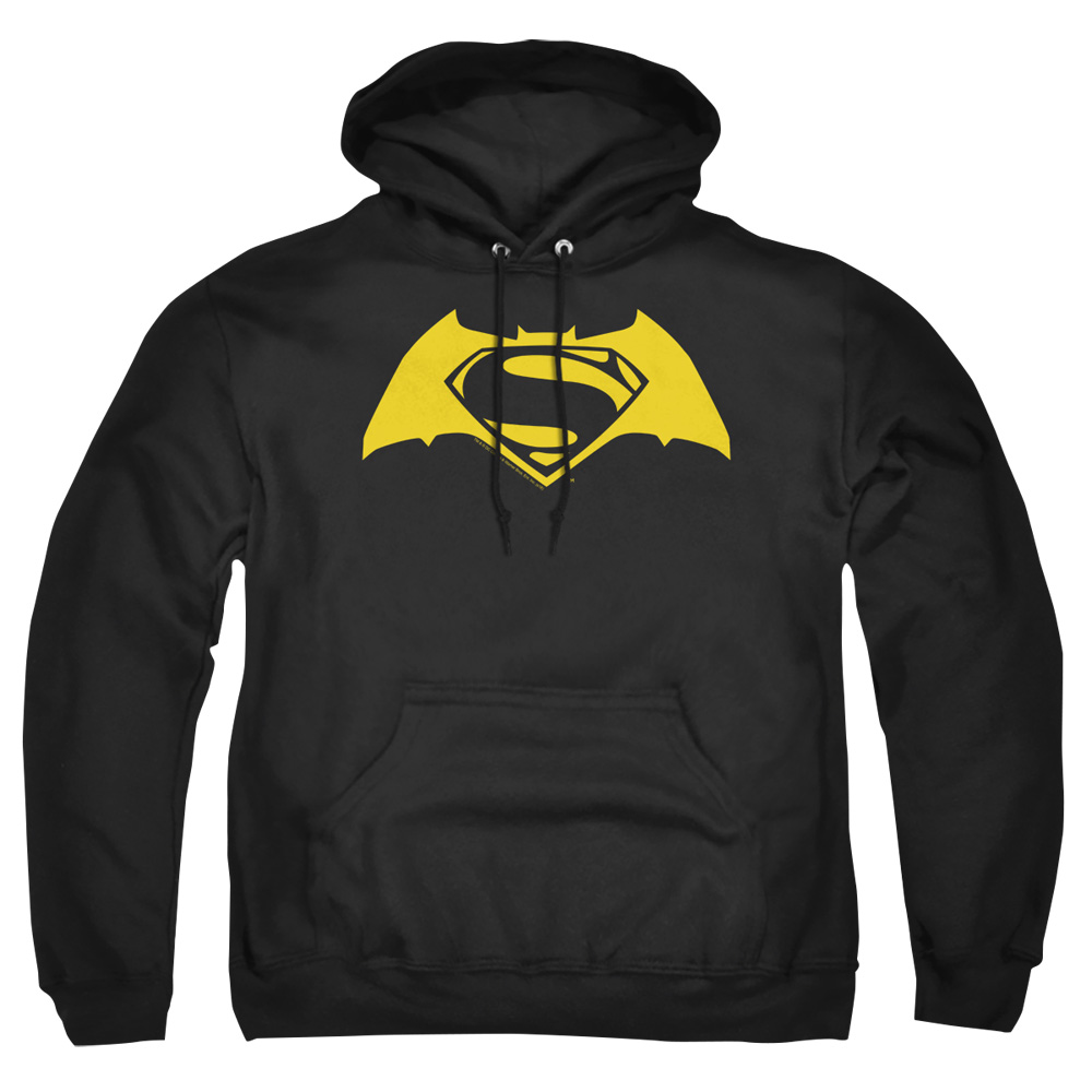 BVS107B-AFTH-2 Batman vs Superman Simple Logo Adult Pullover Hoodie, Black - Medium