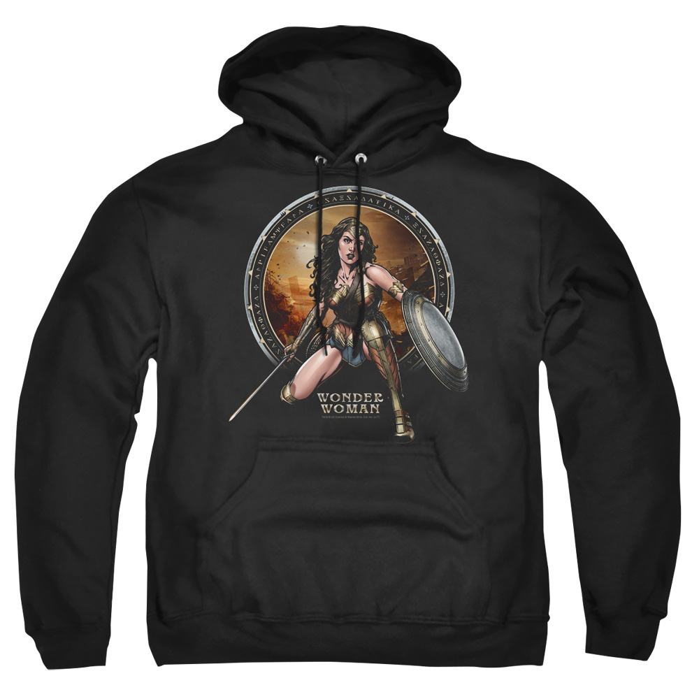 BVS127-AFTH-1 Batman vs Superman Batlle Zone Adult Pullover Hoodie, Black - Small