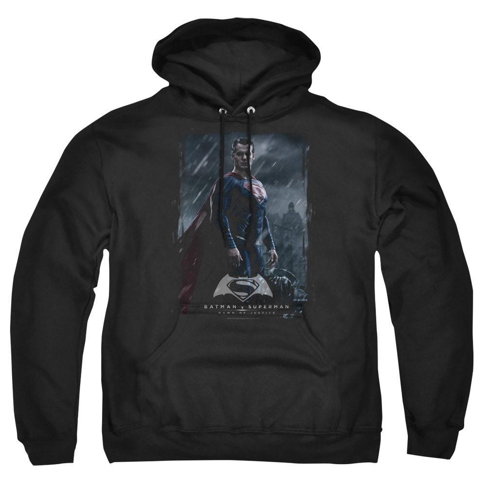 BVS176-AFTH-1 Batman vs Superman Supe Poster Adult Pullover Hoodie, Black - Small