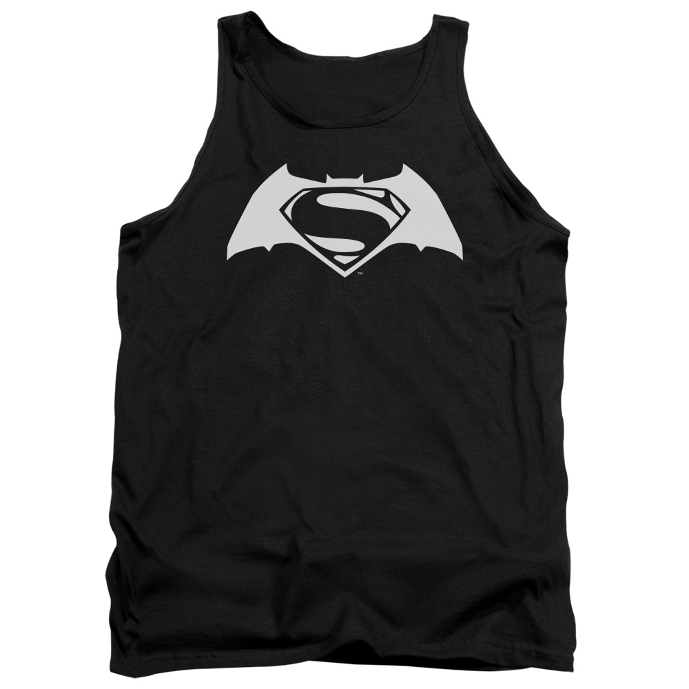 BVS107-TK-2 Batman vs Superman Simple Logo Adult Tank Top, Black - Medium