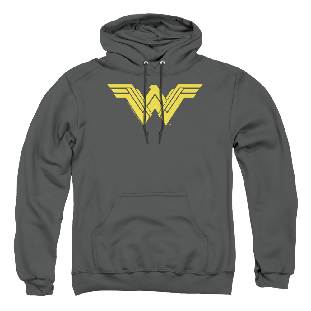 BVS114-AFTH-1 Batman vs Superman Clean Line Logo Adult Pullover Hoodie, Charcoal - Small