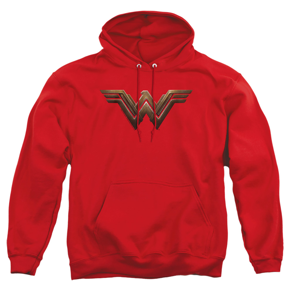 BVS105-AFTH-4 Batman vs Superman WW Shield Adult Pullover Hoodie, Red - Extra Large