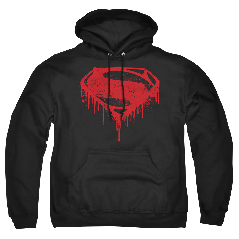 BVS120C-AFTH-1 Batman vs Superman Splattered Adult Pullover Hoodie, Black - Small