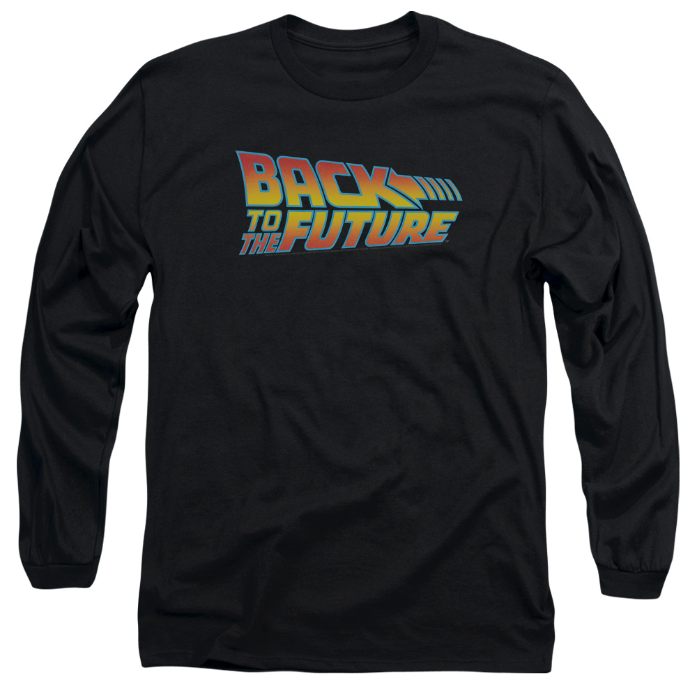 UNI340-AL-3 Back to the Future Logo Adult Long Sleeve T-Shirt, Black - Large