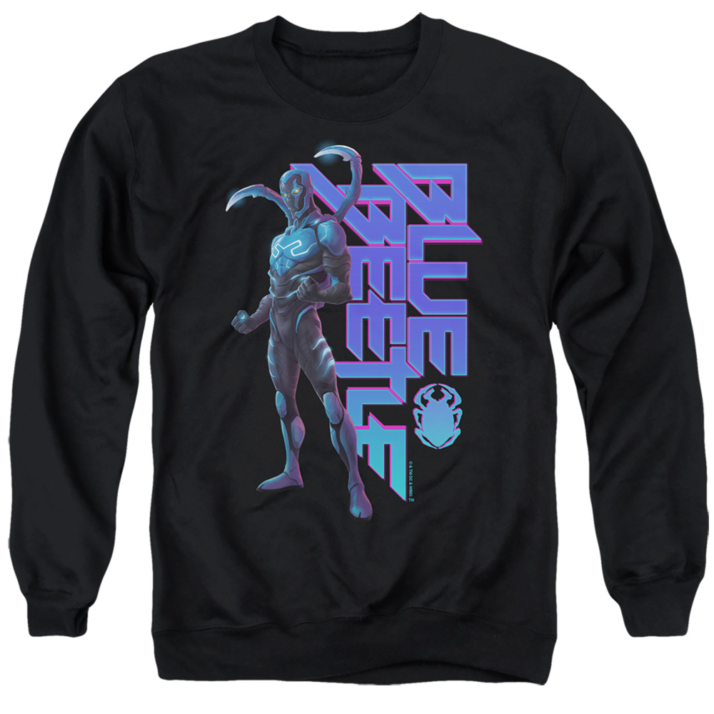 BBTL10011-AS-2 Blue Beetle 2023 Standing Adult Crewneck Sweatshirt, Black - Medium