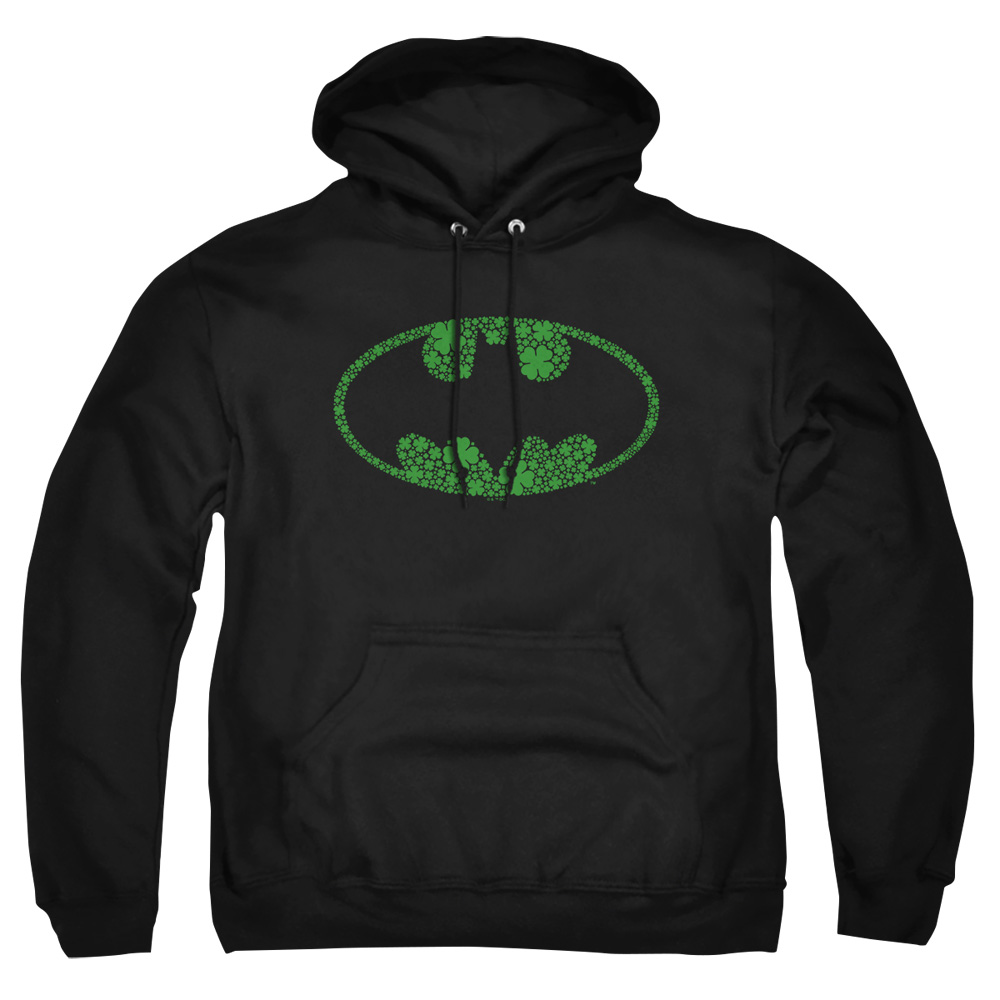 BM10048SPD-AFTH-1 Batman St. Patricks Day Shamrock Logo Adult Pullover Hoodie, Black - Small