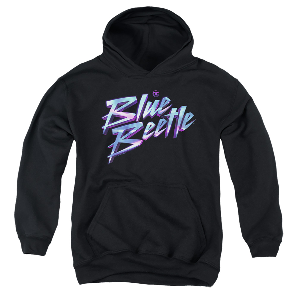 BBTL10000-YFTH-2 Blue Beetle 2023 Logo Youth Hooded Sweatshirt, Black - Medium