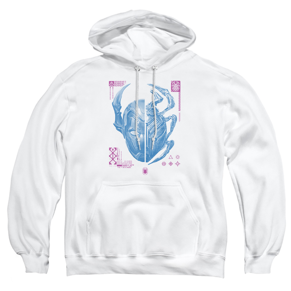 BBTL10016-AFTH-6 Blue Beetle 2023 Split Beetle Adult Pullover Hoodie, White - 3X