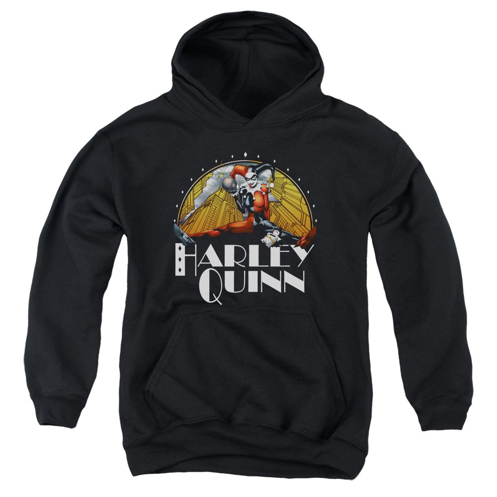 BM2591-YFTH-2 Batman Play Date Youth Hooded Sweatshirt, Black - Medium
