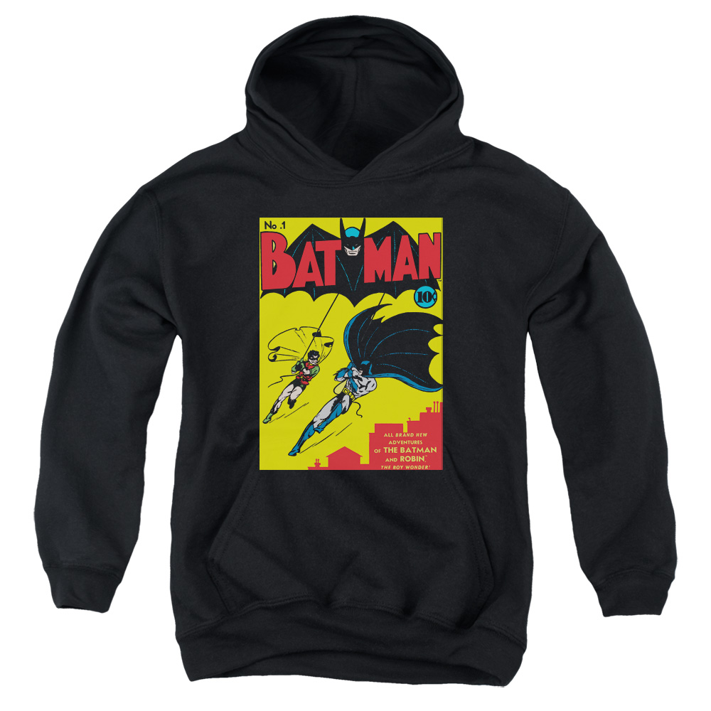 BM2706-YFTH-2 Batman First Youth Hooded Sweatshirt, Black - Medium