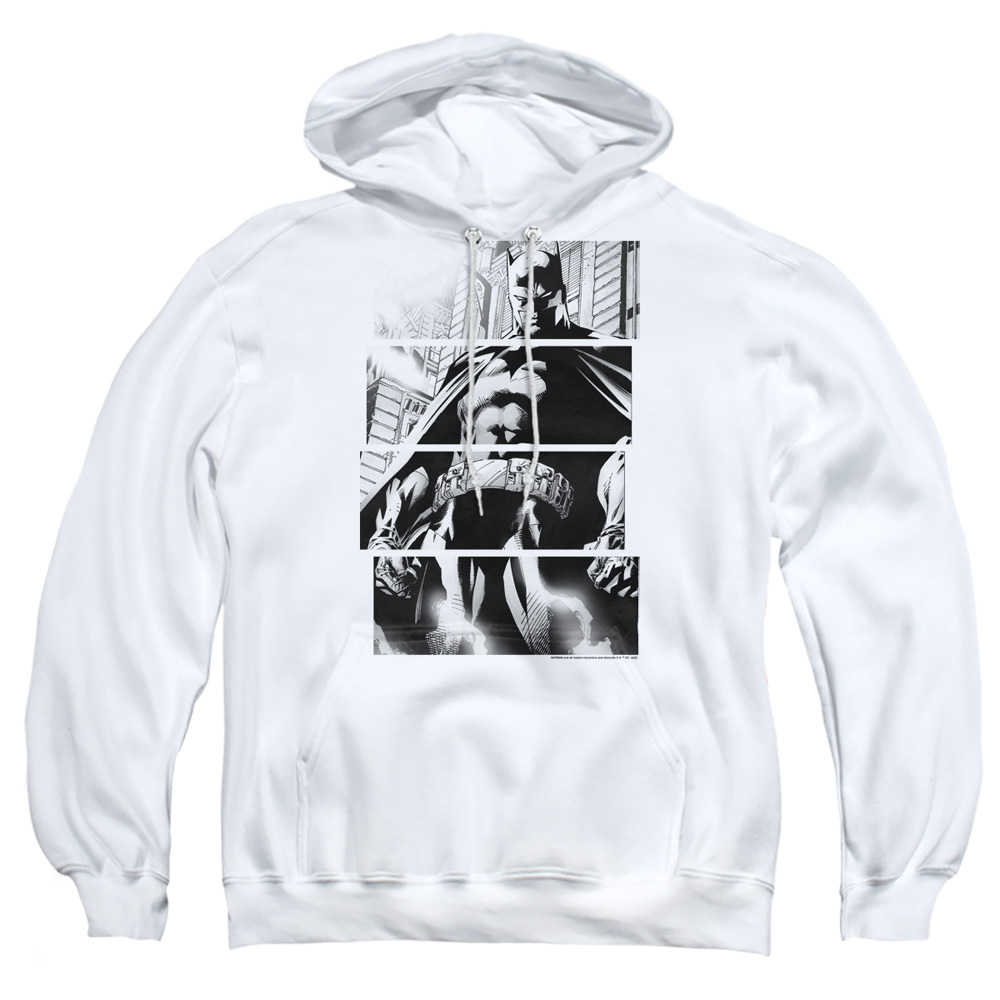 BM3440-AFTH-5 Batman Panels Adult Pullover Hoodie, White - 2X
