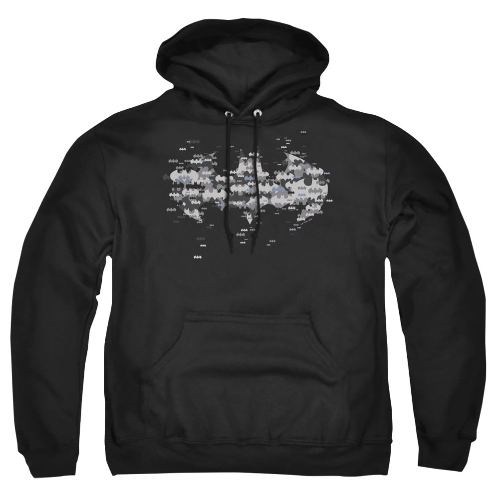 BM3565-AFTH-4 Batman Multi Bat Logo Adult Pullover Hoodie, Black - Extra Large