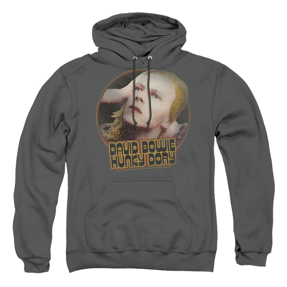 BOWIE134-AFTH-4 David Bowie Hunky Dory Circle Adult Pullover Hoodie, Charcoal - Extra Large