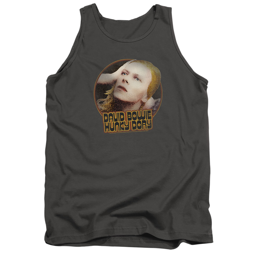 BOWIE134-TK-2 David Bowie Hunky Dory Circle Adult Tank Top, Charcoal - Medium