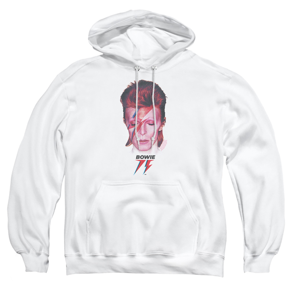 BOWIE192-AFTH-2 David Bowie Aladdin Sane 75 Adult Pullover Hoodie, White - Medium
