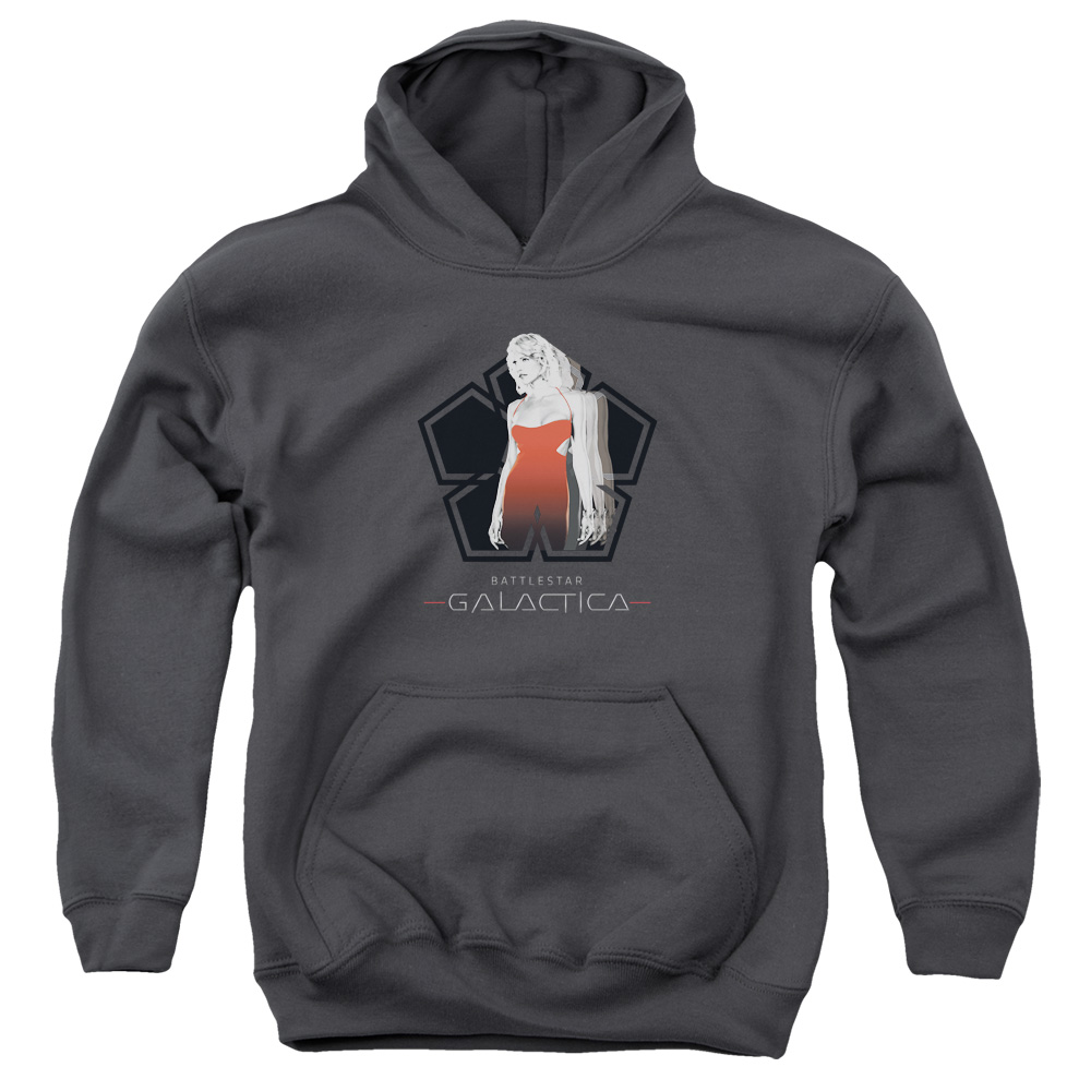 BSG201-YFTH-2 BSG Cylon Tech Youth Hooded Sweatshirt, Charcoal - Medium