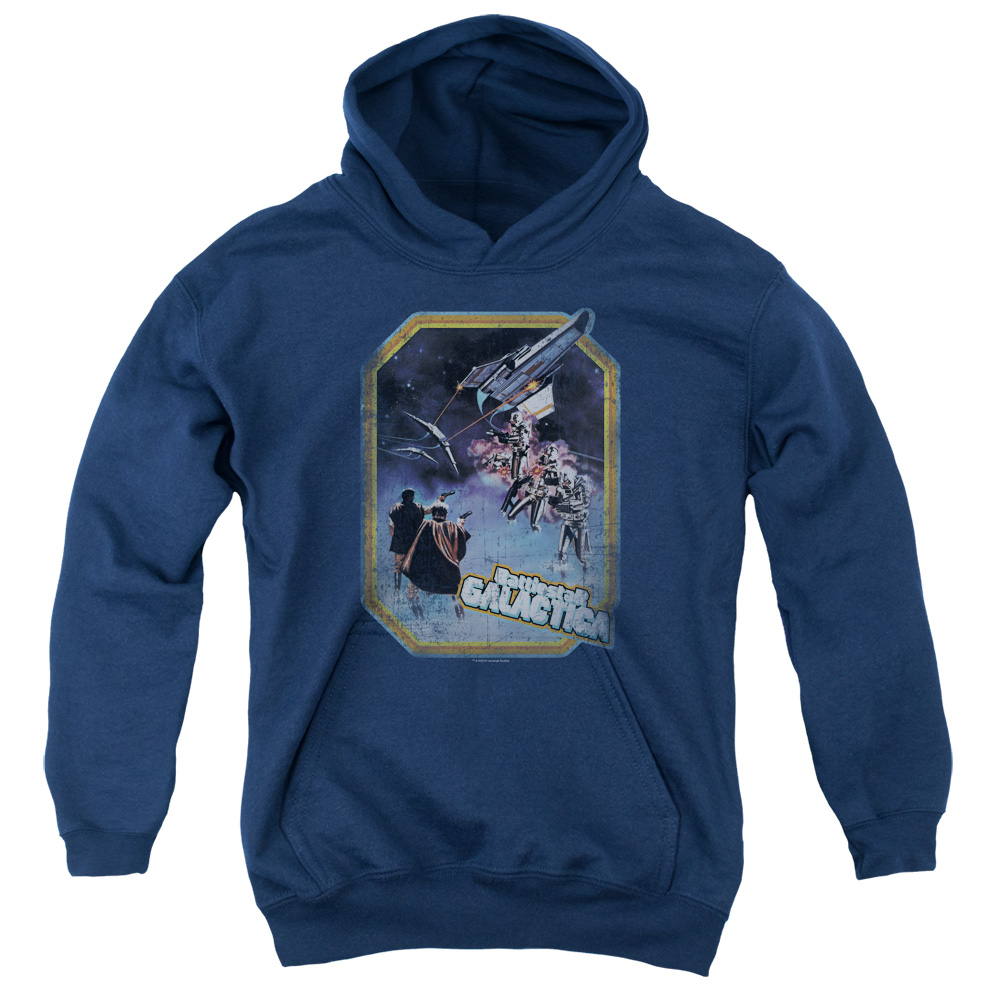 BSG198-YFTH-2 BSG Poster Iron On Youth Hooded Sweatshirt, Navy - Medium
