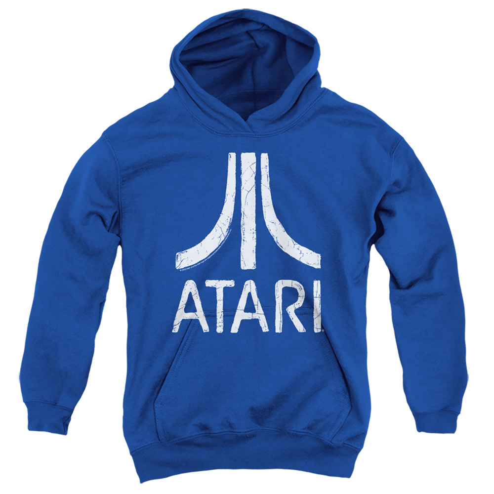 ATRI103C-YFTH-2 Atari Rough Logo Youth Hooded Sweatshirt, Royal - Medium