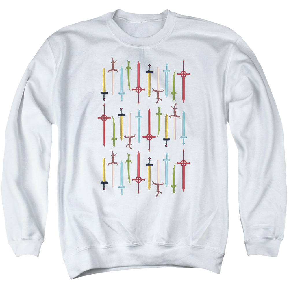 CN424-AS-2 Adventure Time Swords Adult Crewneck Sweatshirt, White - Medium