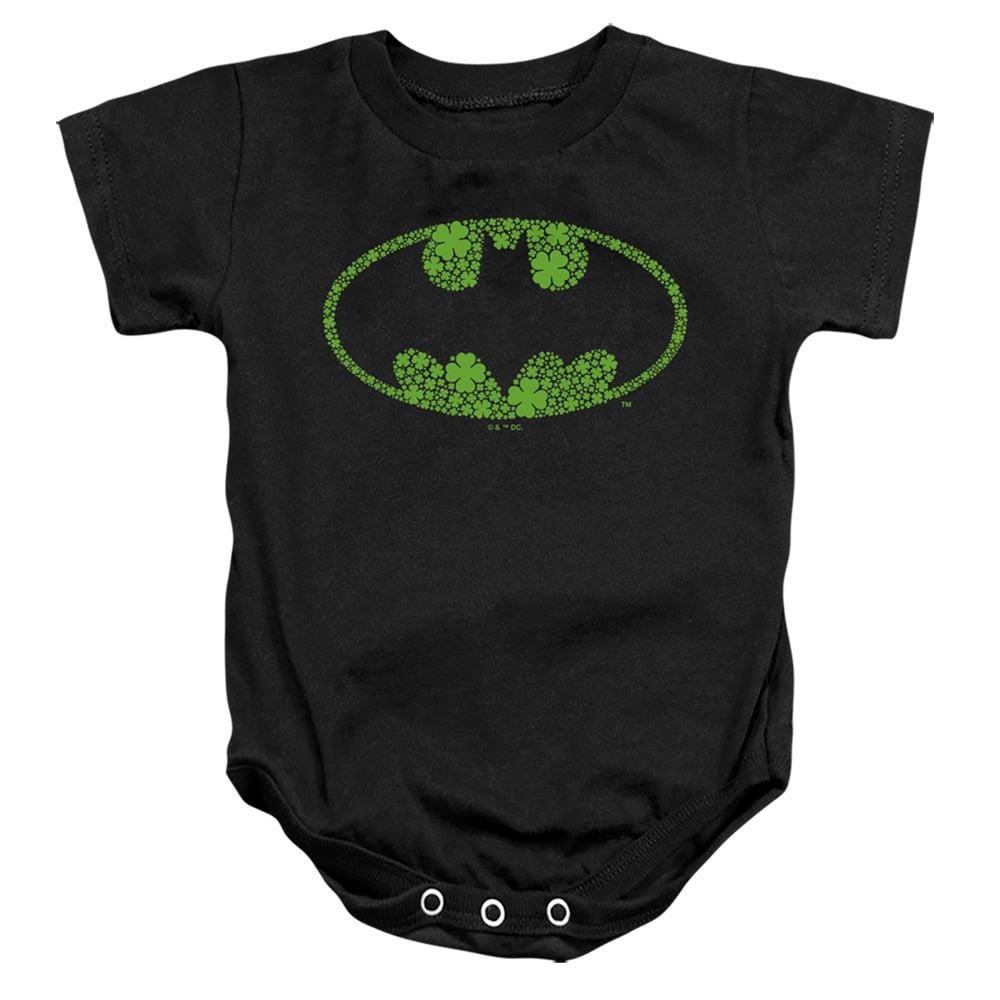 BM10048SPD-SS-1 Batman St. Patricks Day Shamrock Logo Infant Snapsuit, Black - Small - 6 Month