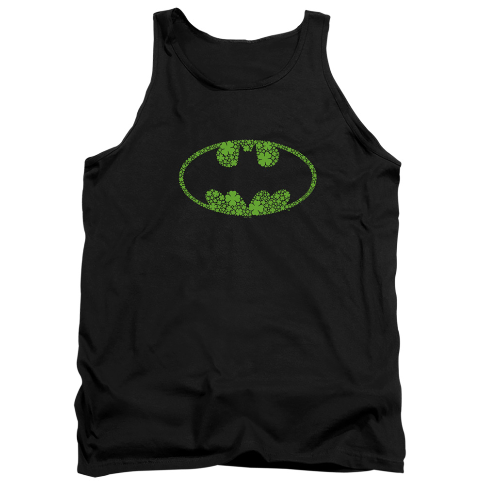 BM10048SPD-TK-2 Batman St. Patricks Day Shamrock Logo Adult Tank Top, Black - Medium