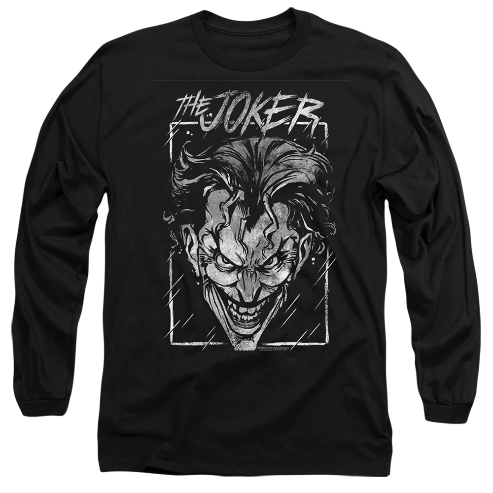BM3473-AL-2 Batman Joker Storm On Black Adult Long Sleeve T-Shirt, Black - Medium