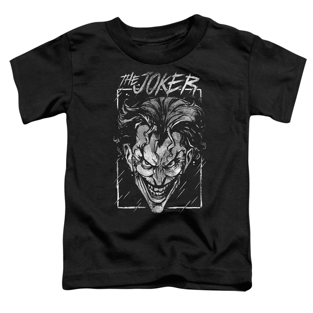 BM3473-TT-1 Batman Joker Storm On Black Toddler Short Sleeve T-Shirt, Black - Small 2T