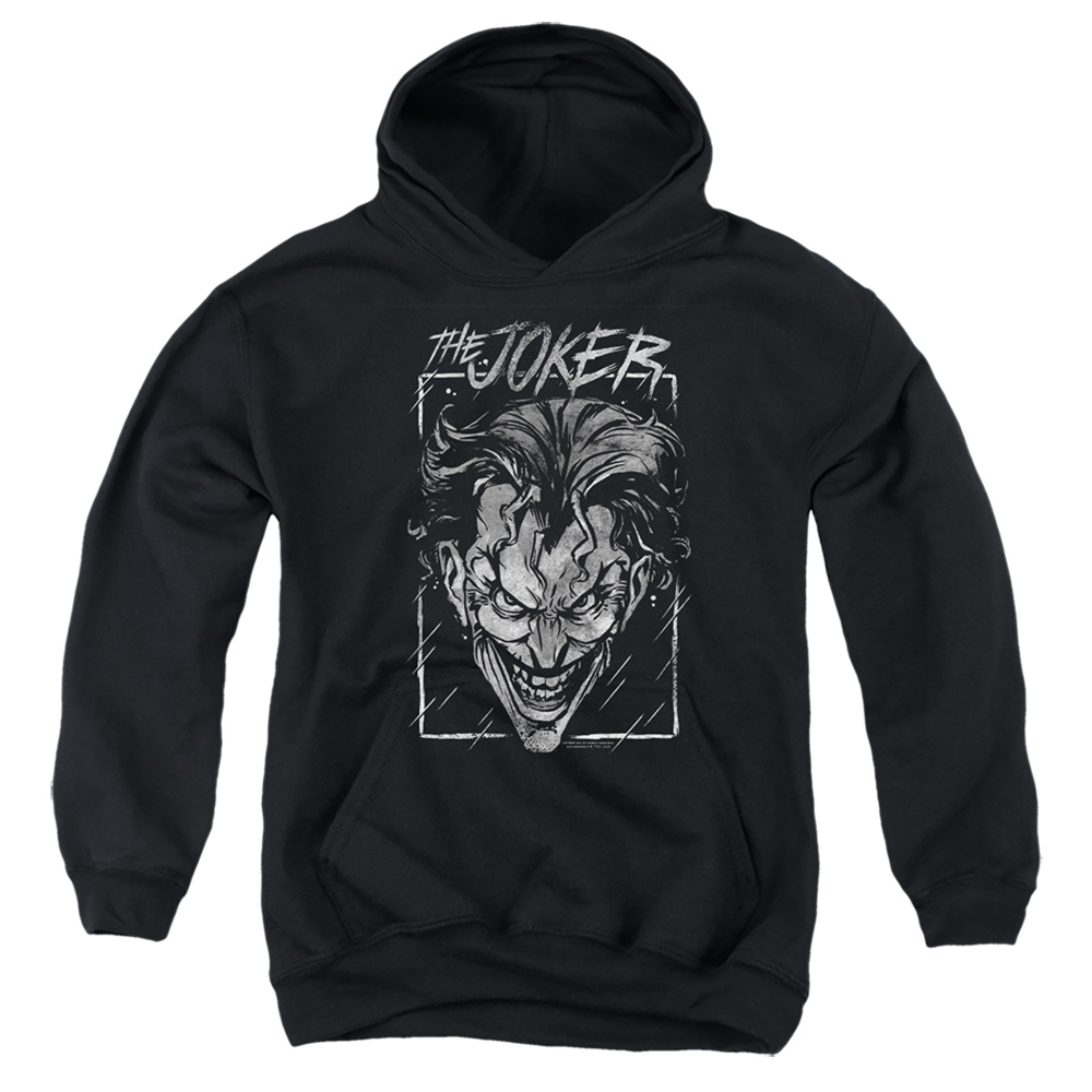 BM3473-YFTH-1 Batman Joker Storm On Black Youth Hooded Sweatshirt, Black - Small