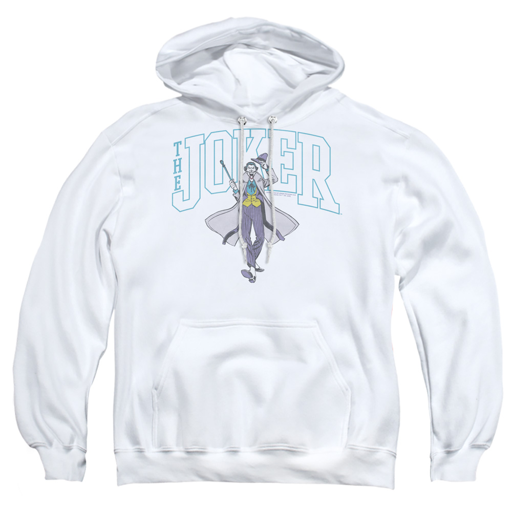 BM3479-AFTH-2 Batman Joker Varsity On White Adult Pullover Hoodie, White - Medium
