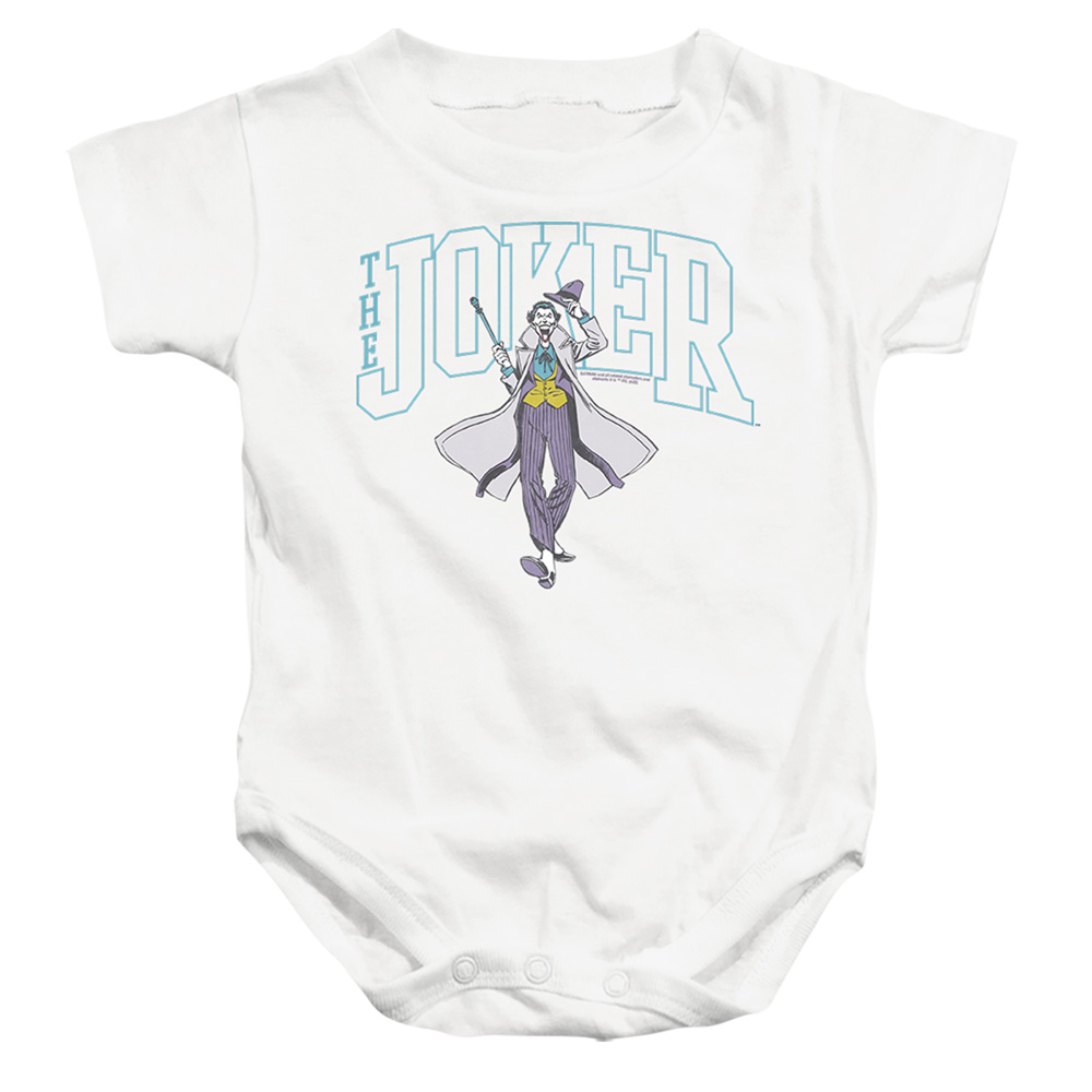 BM3479-SS-2 Batman Joker Varsity On White Infant Snapsuit, White - Medium - 12 Month