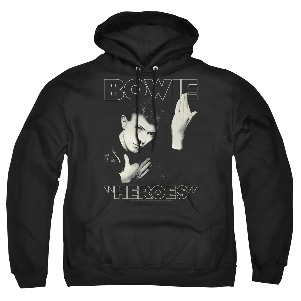 BOWIE132-AFTH-2 David Bowie Heroes Cover Adult Pullover Hoodie, Black - Medium
