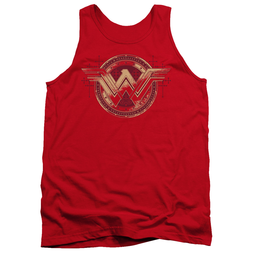BVS187-TK-4 Batman vs Superman Wonder Shield Adult Tank Top, Red - Extra Large