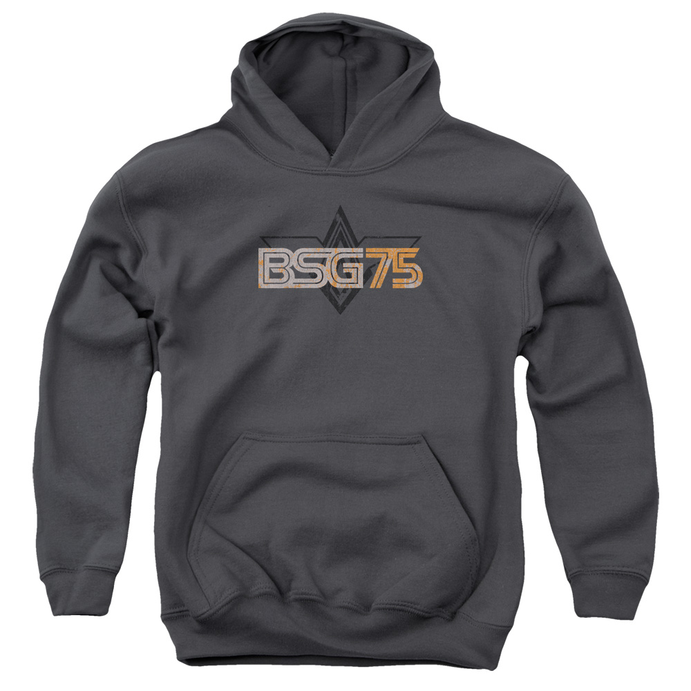 BSG226-YFTH-2 Battlestar Galactica Bsg75 Youth Hooded Sweatshirt, Charcoal - Medium