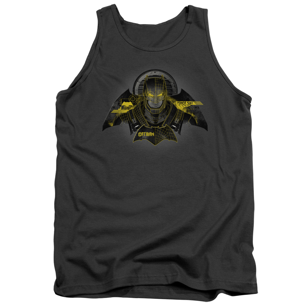 BVS200-TK-3 Batman vs Superman Batman Tech Adult Tank Top, Charcoal - Large