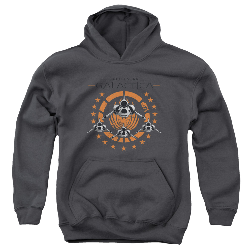 BSG248-YFTH-4 BSG Squadron Youth Hooded Sweatshirt, Charcoal - Extra Large