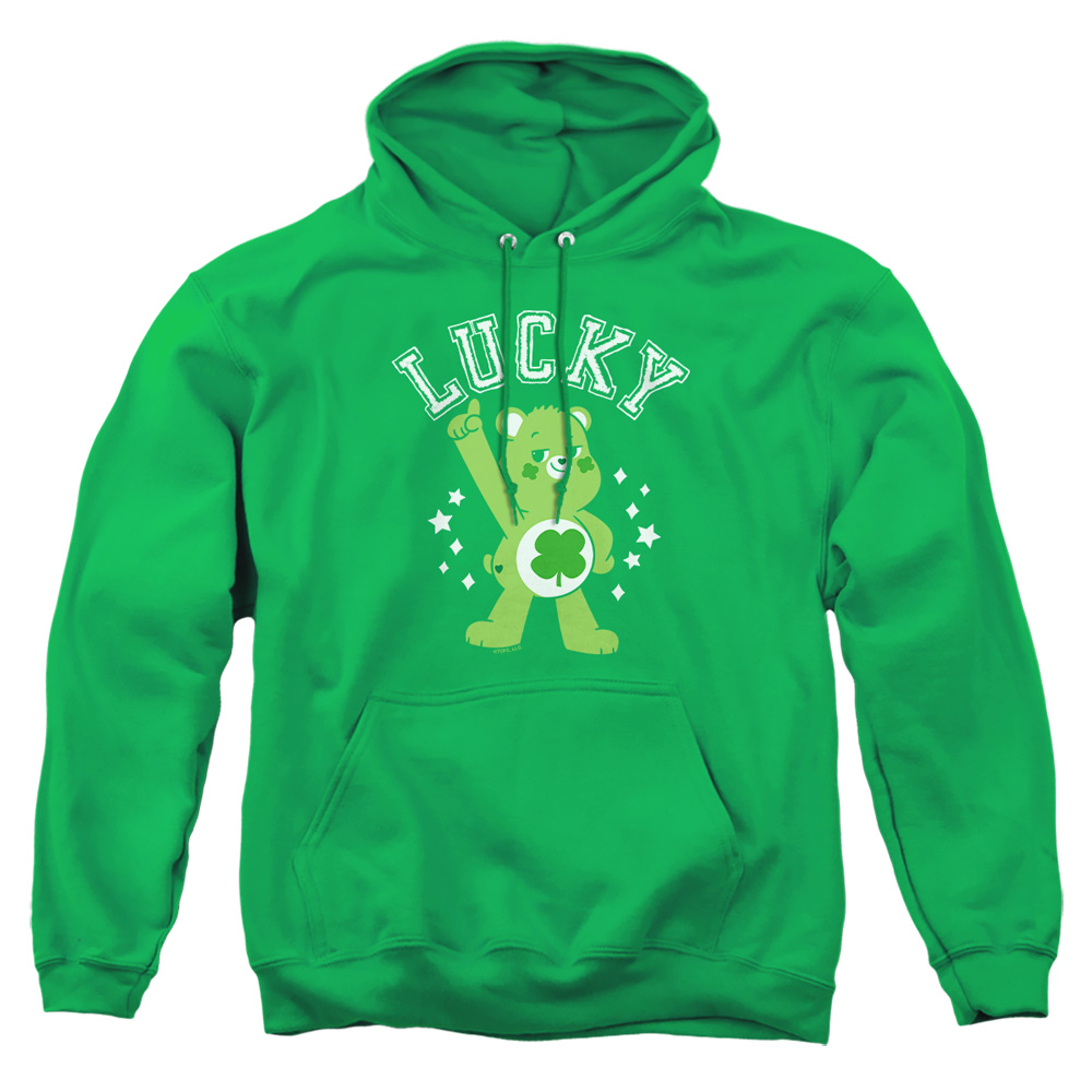 CBR10046SPD-AFTH-3 Care Bears Unlock The Magic Good Luck Bear Lucky Collegiate St. Patricks Day Adult Pullover Hoodie, Kelly Green - Large