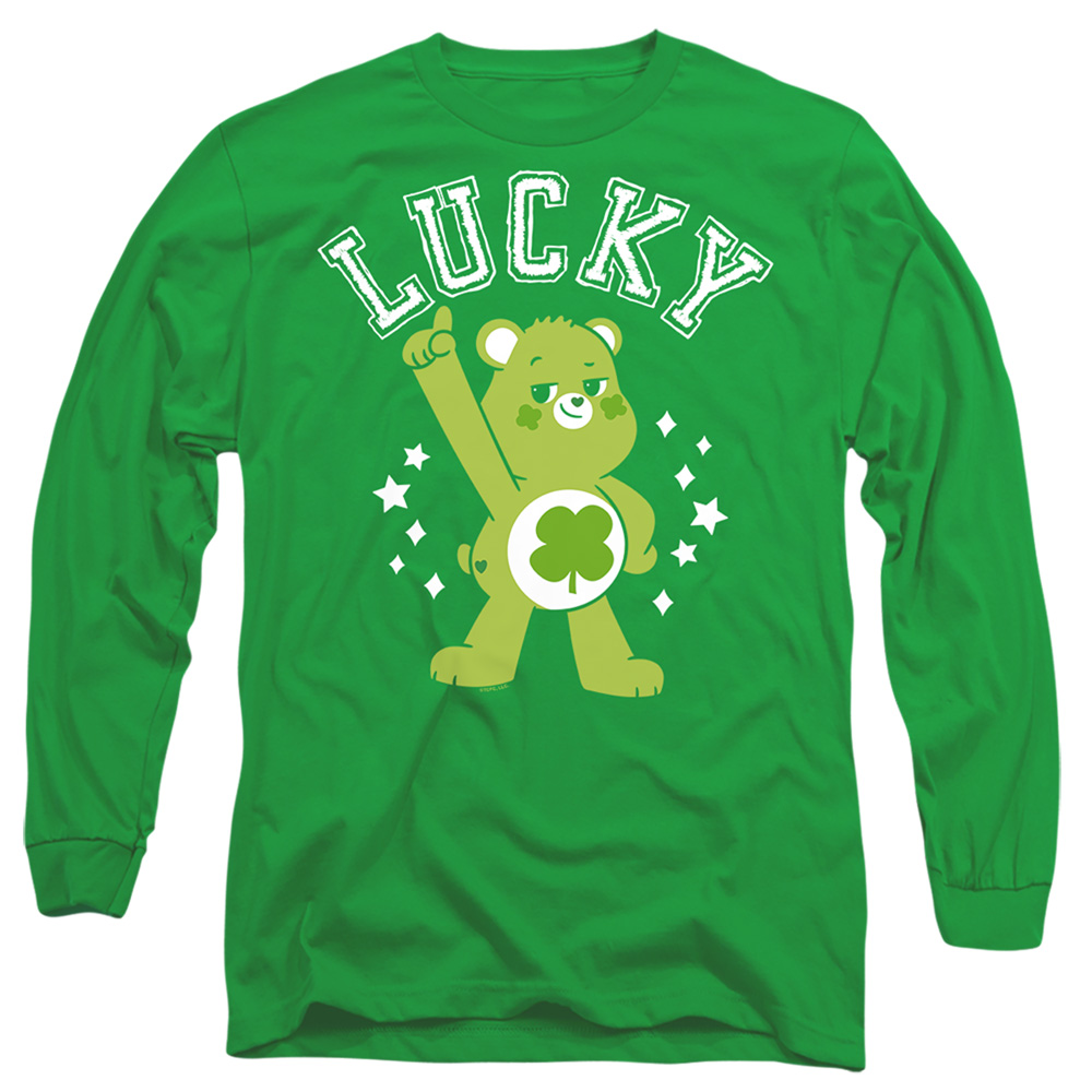 Care Bears Unlock The Magic Good Luck Bear Lucky Collegiate St. Patricks Day Adult Long Sleeve T-Shirt, Kelly Green - Extra Large