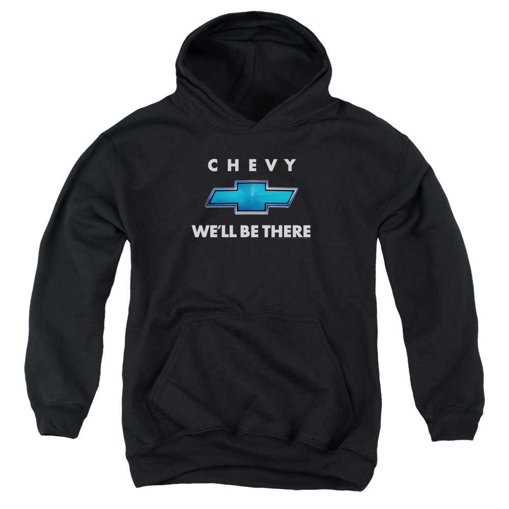 CHV117-YFTH-2 Chevrolet Well Be There Youth Hooded Sweatshirt, Black - Medium
