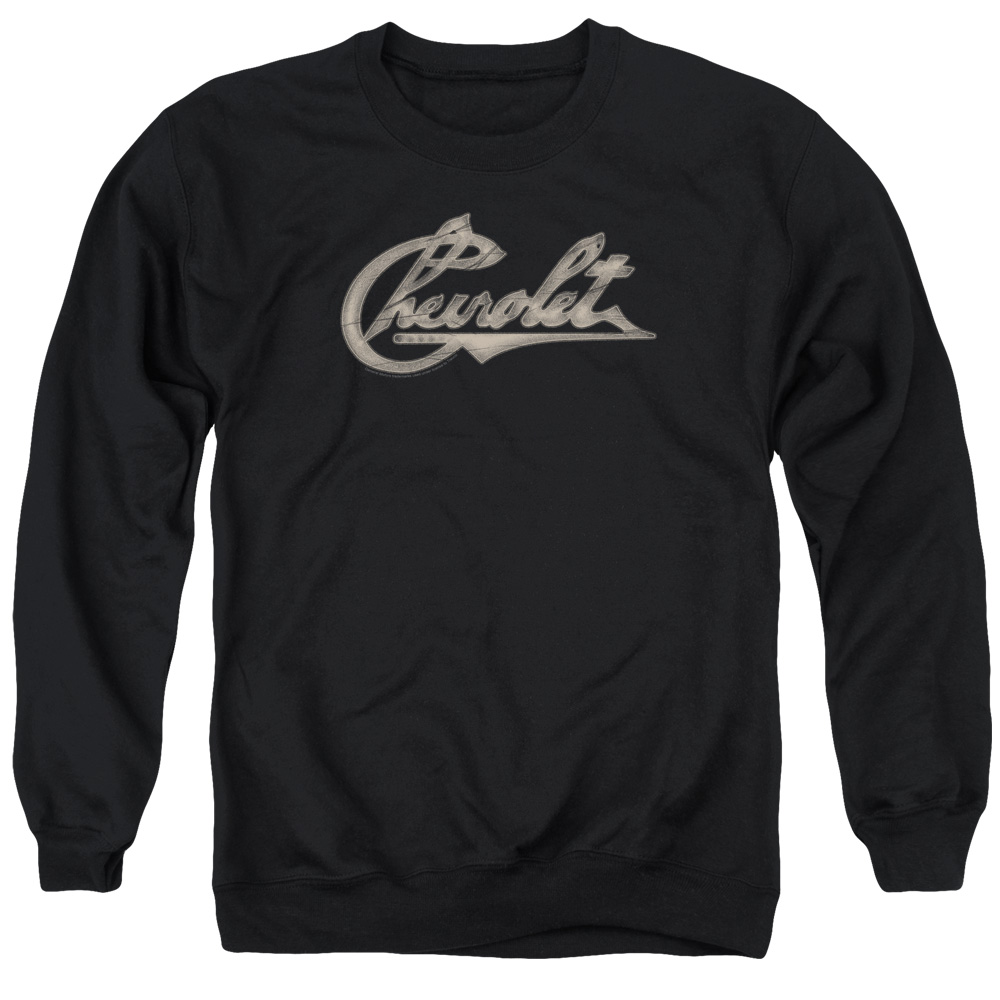 CHV125-AS-1 Chevrolet Chevy Script Adult Crewneck Sweatshirt, Black - Small